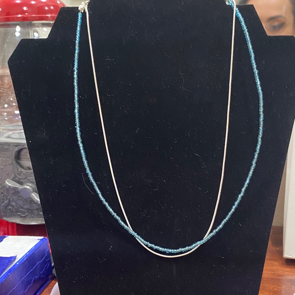 Elegant Blue Beaded Necklace